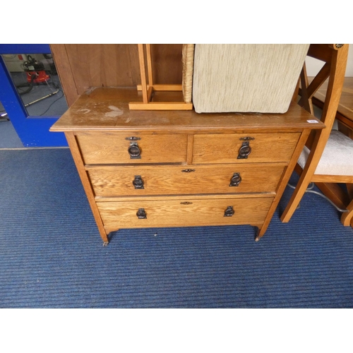 419 - Antique oak chest of four drawers.