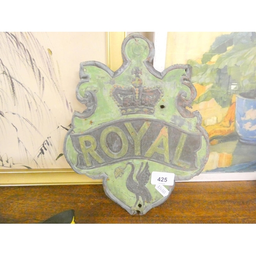 425 - Antique Royal Insurance copper sign.