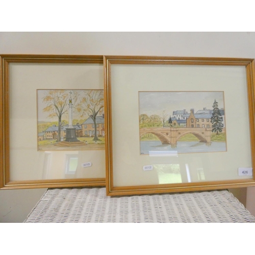 426 - Two vintage, unsigned watercolours of Appleby.