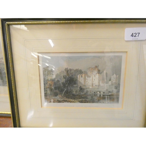 427 - Two coloured vintage prints to include Appleby and Westmorland Brougham Castle.