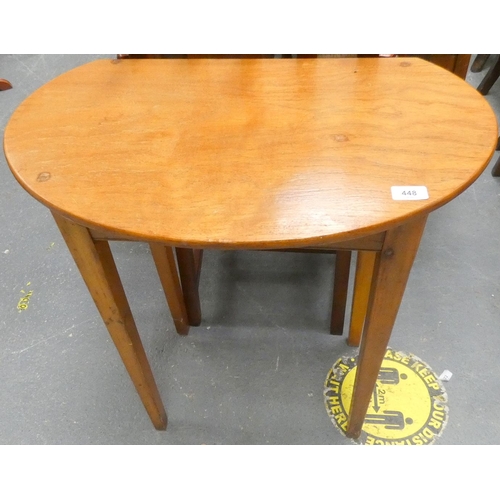 448 - Small oak demi lune side table.