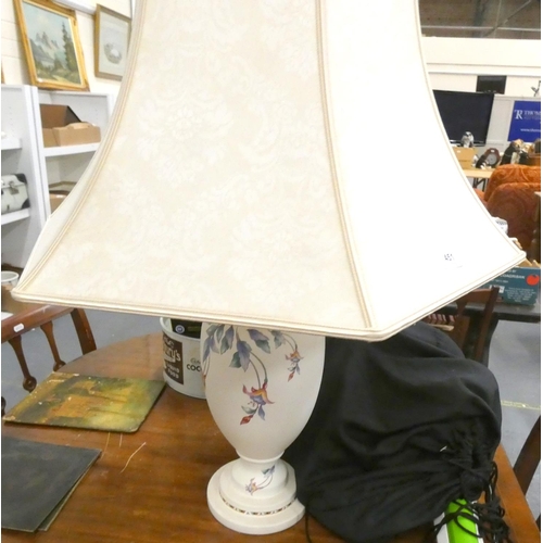 451 - Large floral pattern ceramic table lamp.