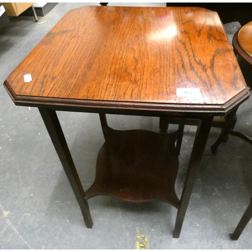 461 - Two tier vintage oak table.