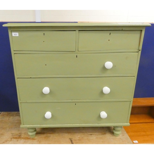 475 - Painted pine two short over two long chest of drawers.