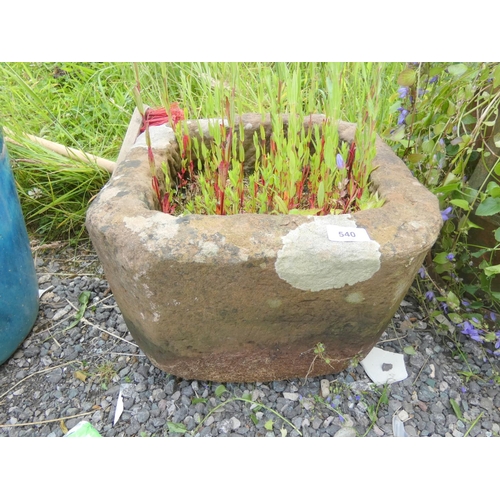 540 - Antique stone trough. Width 40cm x Height 27cm 