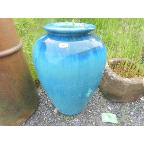 541 - Large modern Pot Company blue glazed garden planter. Height 64cm x Width 40cm