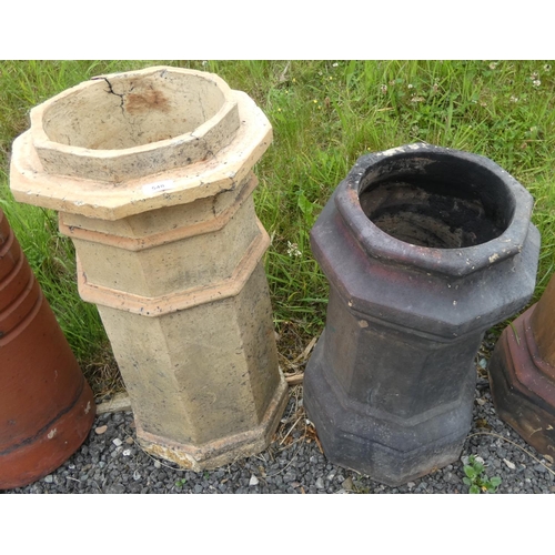 548 - Two various chimney pots. Height 74cm x Width 32cm the other Height 62cm x Width 36cm.