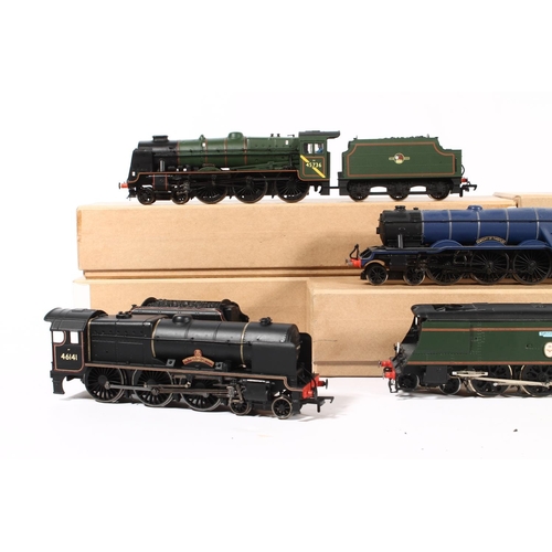 1034 - Kit built and rebuilt model railway locomotives to include 4-6-2 Spitfire tender locomotive 34066 BR...