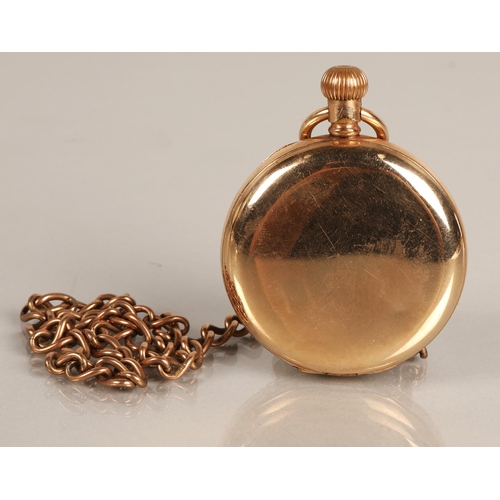 152 - Gold plated pocket watch on 9ct gold chain, chain weight 23g