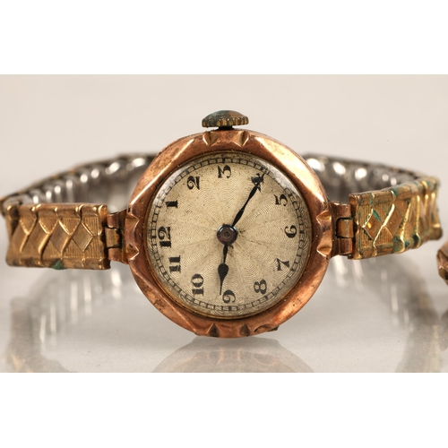 195 - 9ct gold vintage ladies wristwatch, and another rolled gold