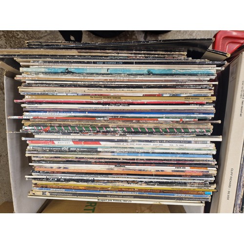 641 - Two boxes of mixed LPs, popular and alternative music including Led Zeppelin, Simple Minds, Police, ... 