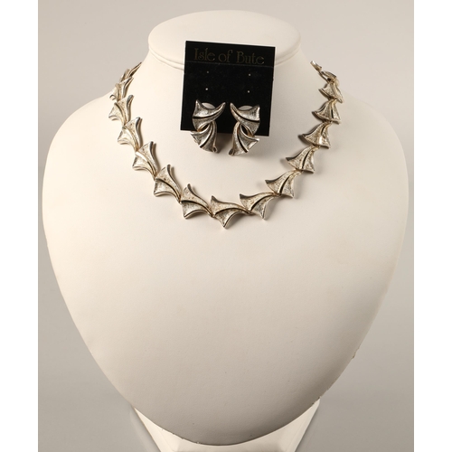 115 - Isle of Bute Collection white metal necklace and matching clip on earrings