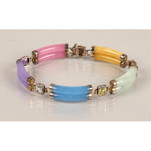 43 - Colourful gem set silver bracelet