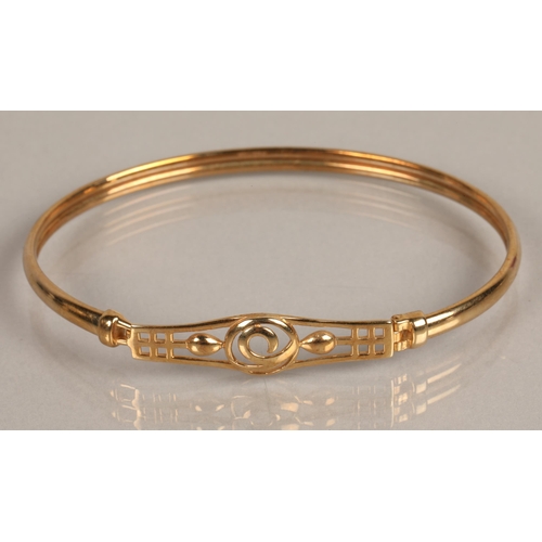 57 - 9ct gold Celtic design bangle, 5.6g, 6.5cm at widest point