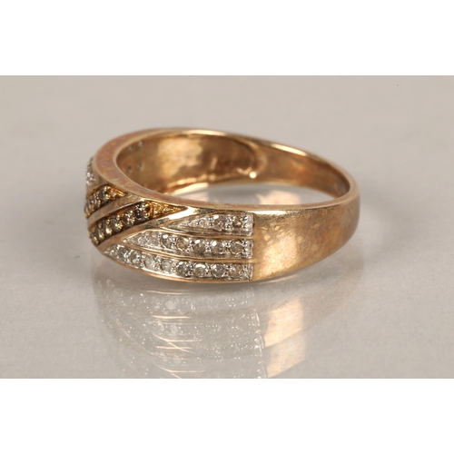 64 - 9ct gold ring set with diamonds, ring size P, 3g