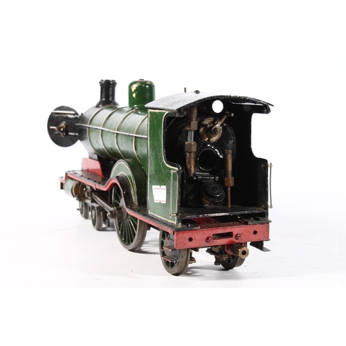 1091 - Scratch built 1.75-2 inch gauge live steam 4-2-2 tender locomotive, 1961 green livery, 57cm long ove... 