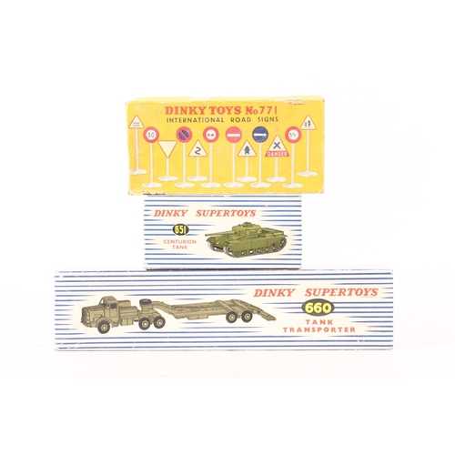 1098 - Dinky Supertoys 660 tank transporter and 651 centurion tank and Dinky Toys 771 International Road Si... 