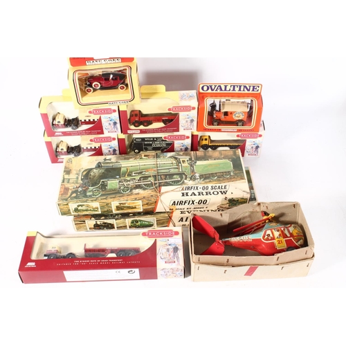 1099 - Toys to include a tinplate clockwork Air Sea Rescue helicopter, Corgi C576/11 Mercedes 207D van, six... 