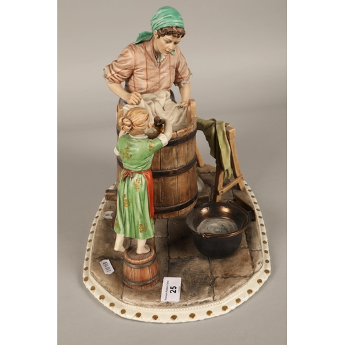 25 - Capodimonte centrepiece figure, household scene