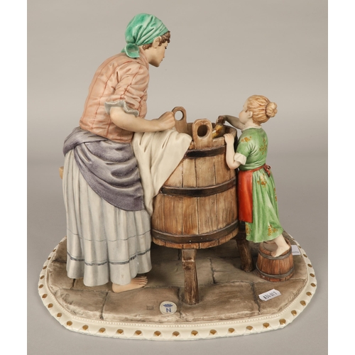 25 - Capodimonte centrepiece figure, household scene