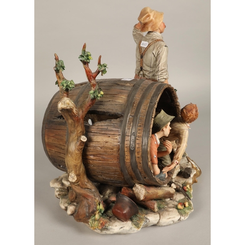 27 - Large Capodimonte figure, Tom Sawyer scene 'The Apple Thieves', 39cm high