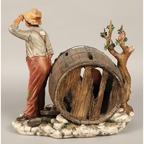 27 - Large Capodimonte figure, Tom Sawyer scene 'The Apple Thieves', 39cm high