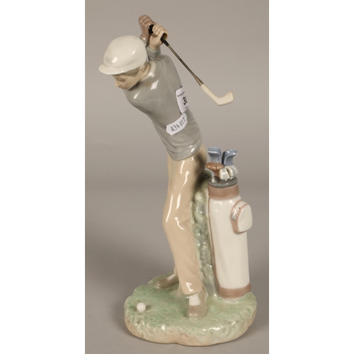 30 - Lladro figure, man playing golfing (broken club), approx. 20cm high