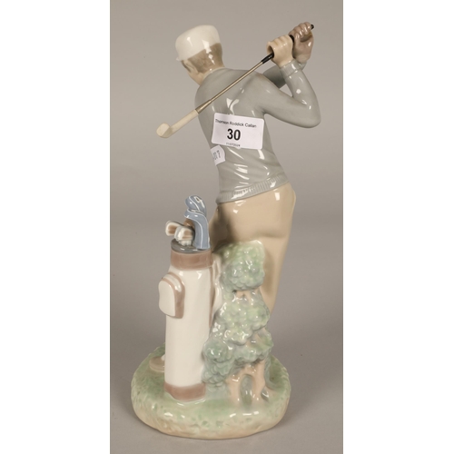 30 - Lladro figure, man playing golfing (broken club), approx. 20cm high