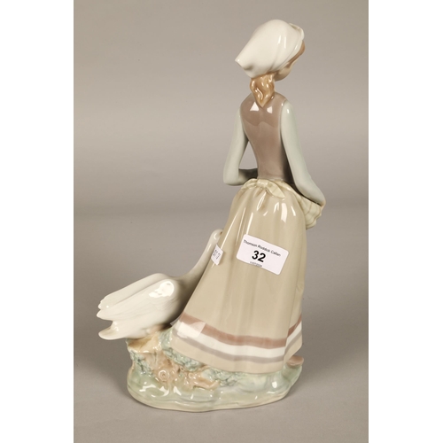 32 - Lladro figure, girl with two geese