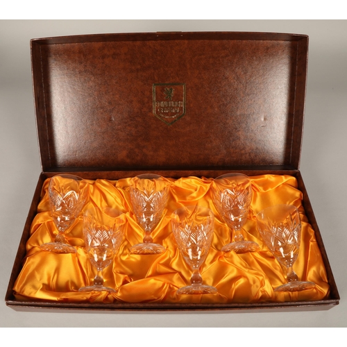 37 - Six boxed Edinburgh Crystal cut glass wine glasses 