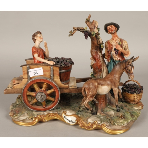 38 - Capodimonte fruit pickers figure, approx. 40cm x 30cm