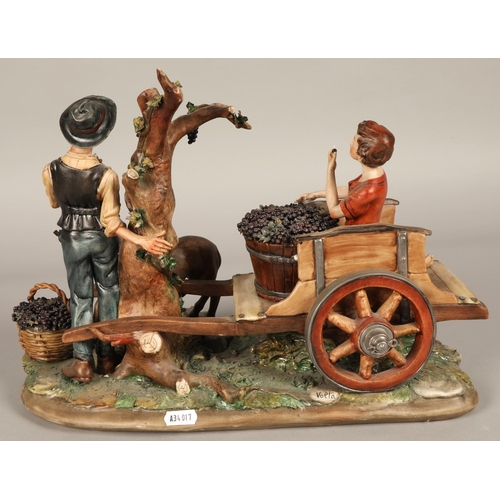 38 - Capodimonte fruit pickers figure, approx. 40cm x 30cm