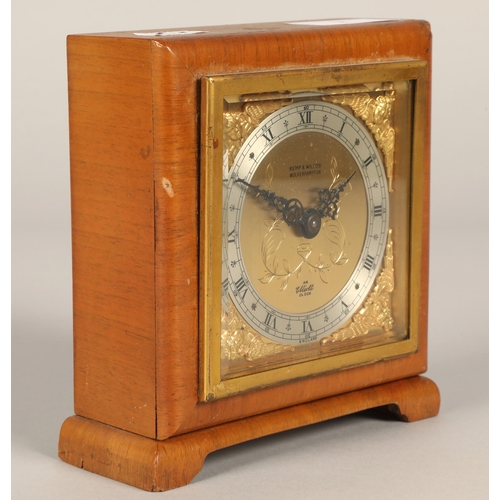 7 - Kemp & Wilcox Wolverhampton mantel clock with ornate brass dial, 14cm high