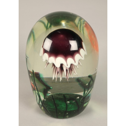 9 - Glass paperweight with jellyfish design, approx. 17cm high