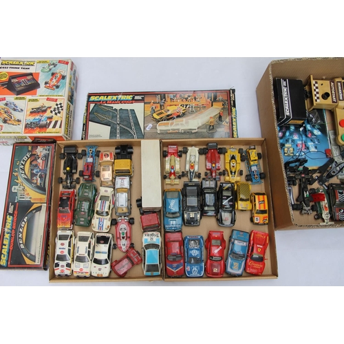 1110 - Scalextric to include many slot racing cars, C452 Think Tank boxed, C700 Dunlop Bridge boxed, C180 L... 