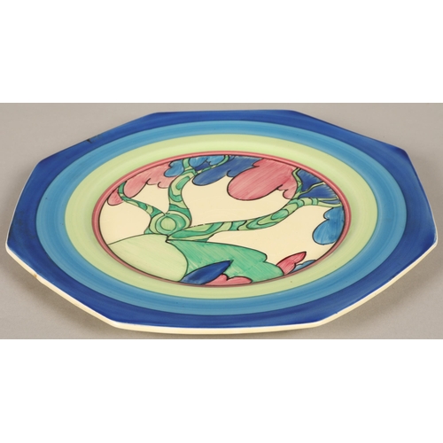 46 - Clarice Cliff Bizarre octagonal plate in 'Rudyard' pattern