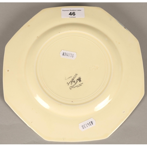 46 - Clarice Cliff Bizarre octagonal plate in 'Rudyard' pattern