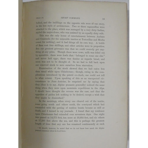 105 - WHYMPER EDWARD.  Travels Amongst the Great Andes of the Equator. Half title, frontis, plat... 