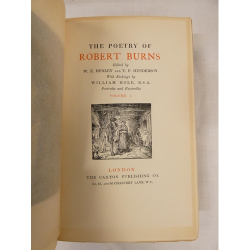 114 - BURNS ROBERT.  The Poetry, The Centenary Burns. 4 vols. Frontis & plates. Buff Arts &a... 