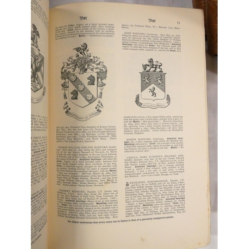 119 - FOX-DAVIES A. C.  Armorial Families. Many illus. Thick quarto, poor bdgs. 1902; also 2 quarto vols.,... 