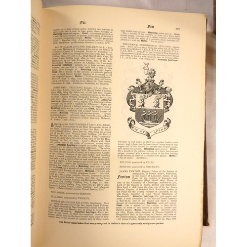 119 - FOX-DAVIES A. C.  Armorial Families. Many illus. Thick quarto, poor bdgs. 1902; also 2 quarto vols.,... 