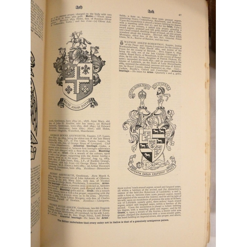 119 - FOX-DAVIES A. C.  Armorial Families. Many illus. Thick quarto, poor bdgs. 1902; also 2 quarto vols.,... 