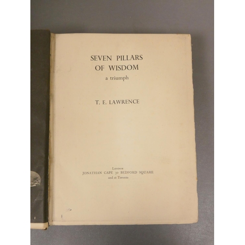 12 - LAWRENCE T. E.  Seven Pillars of Wisdom. Illus. & maps. Quarto. Orig. brown cloth. 1st... 