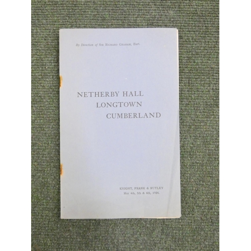 21 - Netherby Hall, Longtown.  A Catalogue of the Remaining Contents (includes the books). Frontis. Orig.... 