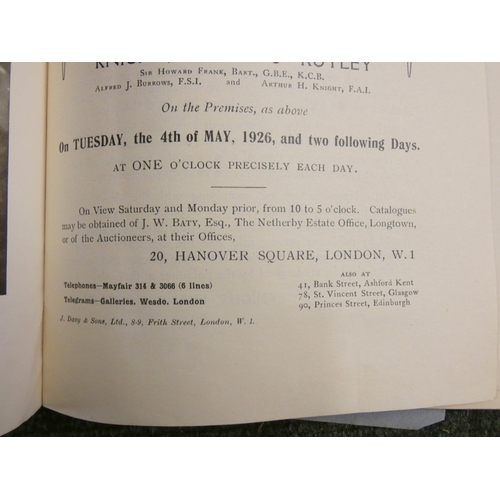 21 - <strong>Netherby Hall, Longtown.  </strong>A Catalogue of the Remaining Contents (includes the books...