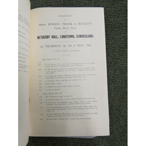 21 - <strong>Netherby Hall, Longtown.  </strong>A Catalogue of the Remaining Contents (includes the books...