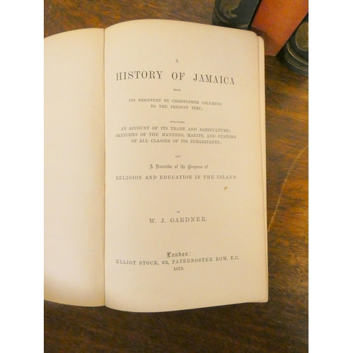 36 - GARDNER W. J.  A History of Jamaica. Coloured double page frontis map. Orig. green cloth. ... 