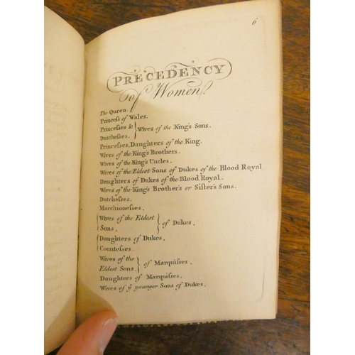 57 - <strong>EDMONDSON JOSEPH, Mowbray Herald.  </strong>Precedency. 14pp. Old calf gilt, a.e.g...