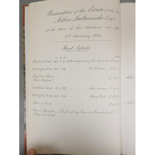 63 - SALTMARSHE ARTHUR.  Executors Accounts of the Estate of the Late Arthur Saltmarshe Esq., D... 