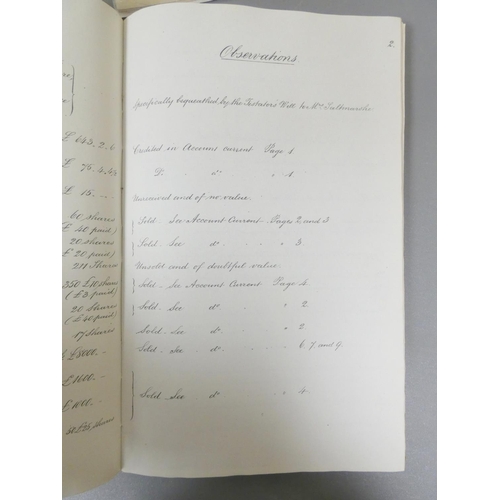 63 - SALTMARSHE ARTHUR.  Executors Accounts of the Estate of the Late Arthur Saltmarshe Esq., D... 